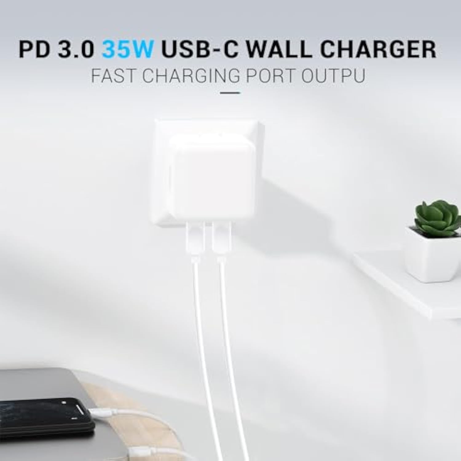 I Phone 16 15 Charger Fast Charging, 35W Dual Usb C Port Fast Charging Block Power Adapter Pd Gan Foldable Usb Type C Plug Charger For Iphone 16 Pro Max 16Pro 16 15 14 13 12 11Pro Max Xs Xr, Ipad Pro,