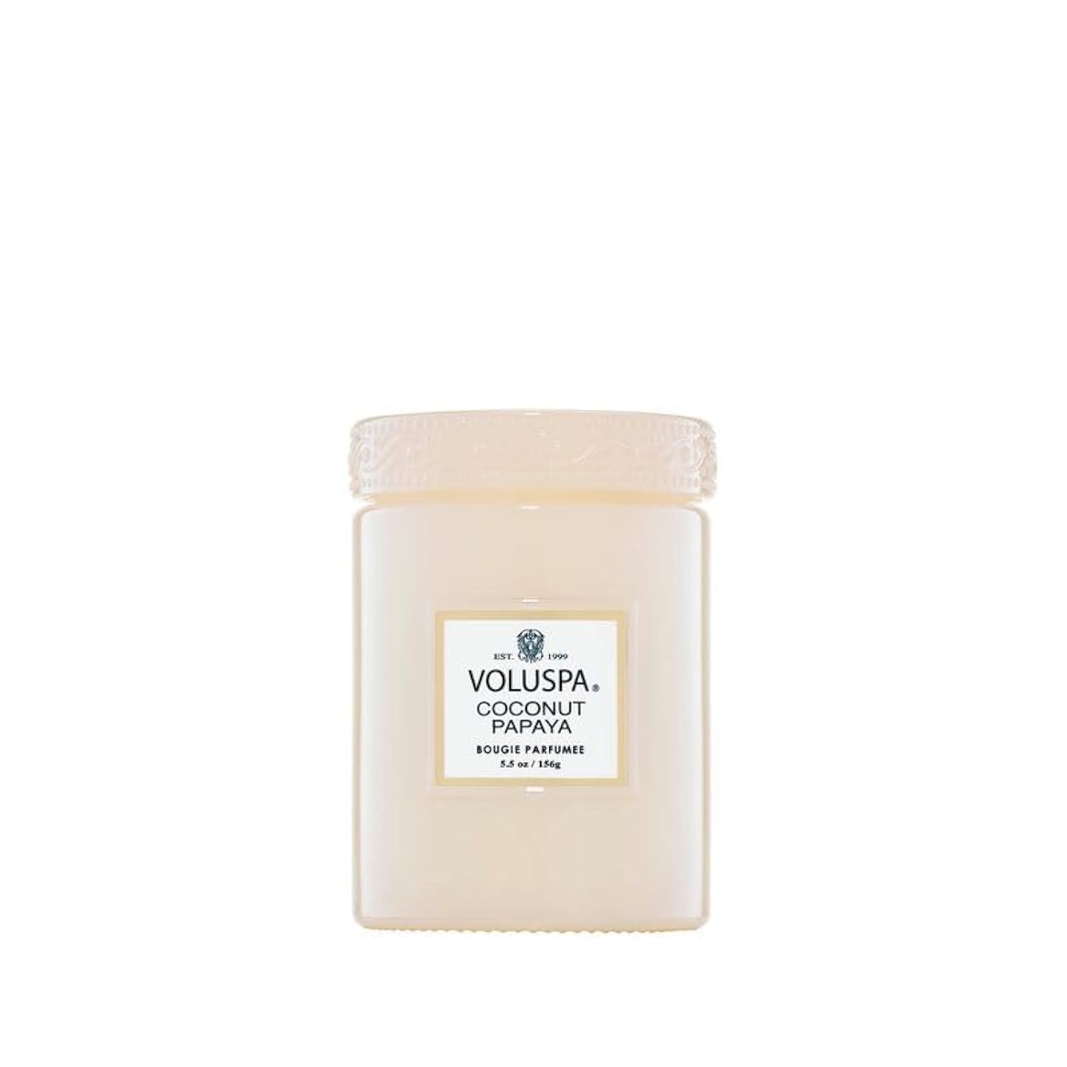 Voluspa Coconut Papaya, Small Candle Jar, 5.5 oz, 50 Hour Burn Time, Coconut Wax for Clean Burning, Handcrafted in The USA