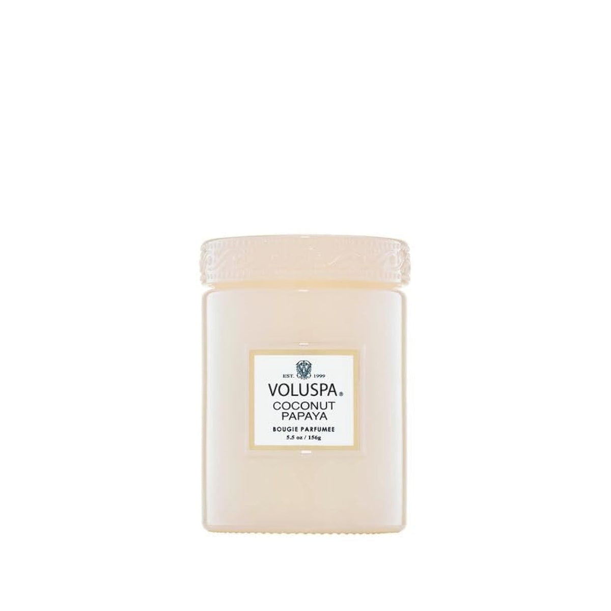 Voluspa Coconut Papaya, Small Candle Jar, 5.5 oz, 50 Hour Burn Time, Coconut Wax for Clean Burning, Handcrafted in The USA