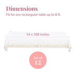 White And Gold Tablecloths, 4Pk, 54X108 Inches - Party Table Cloths Disposable - Gold Dot Disposable Tablecloths - Plastic Table Cloth - Engagement Party Decorations, Baptism Decorations