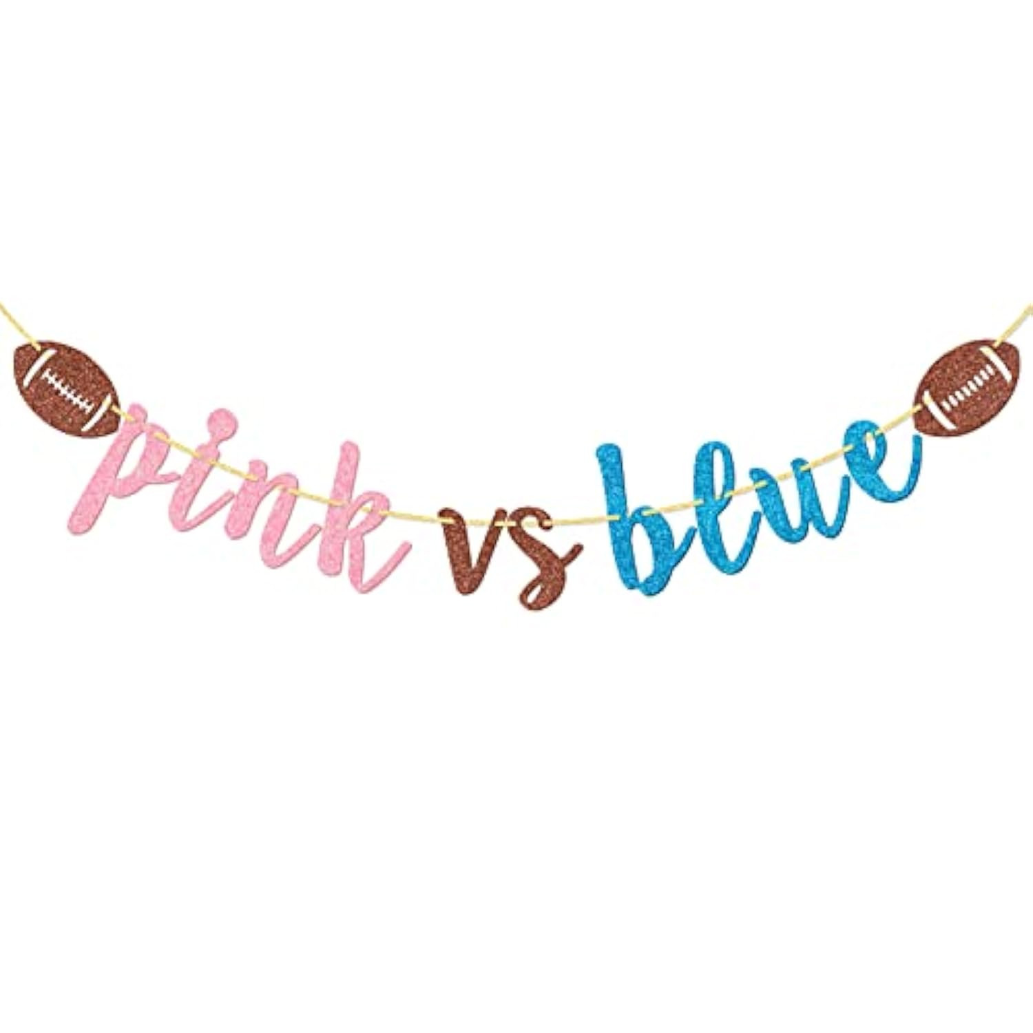 Pink Vs Blue Football Banner, Pre-Strung Football Gender Reveal Party Banner, Baby Shower Decorations
