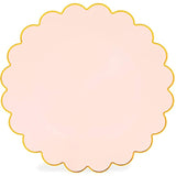 Pink Plastic Plates For Party, 50-Pack - 9 In Pink & Gold Glossy Scalloped Edge - Disposable Heavy-Duty Fancy Plates For Birthday & Baby Shower
