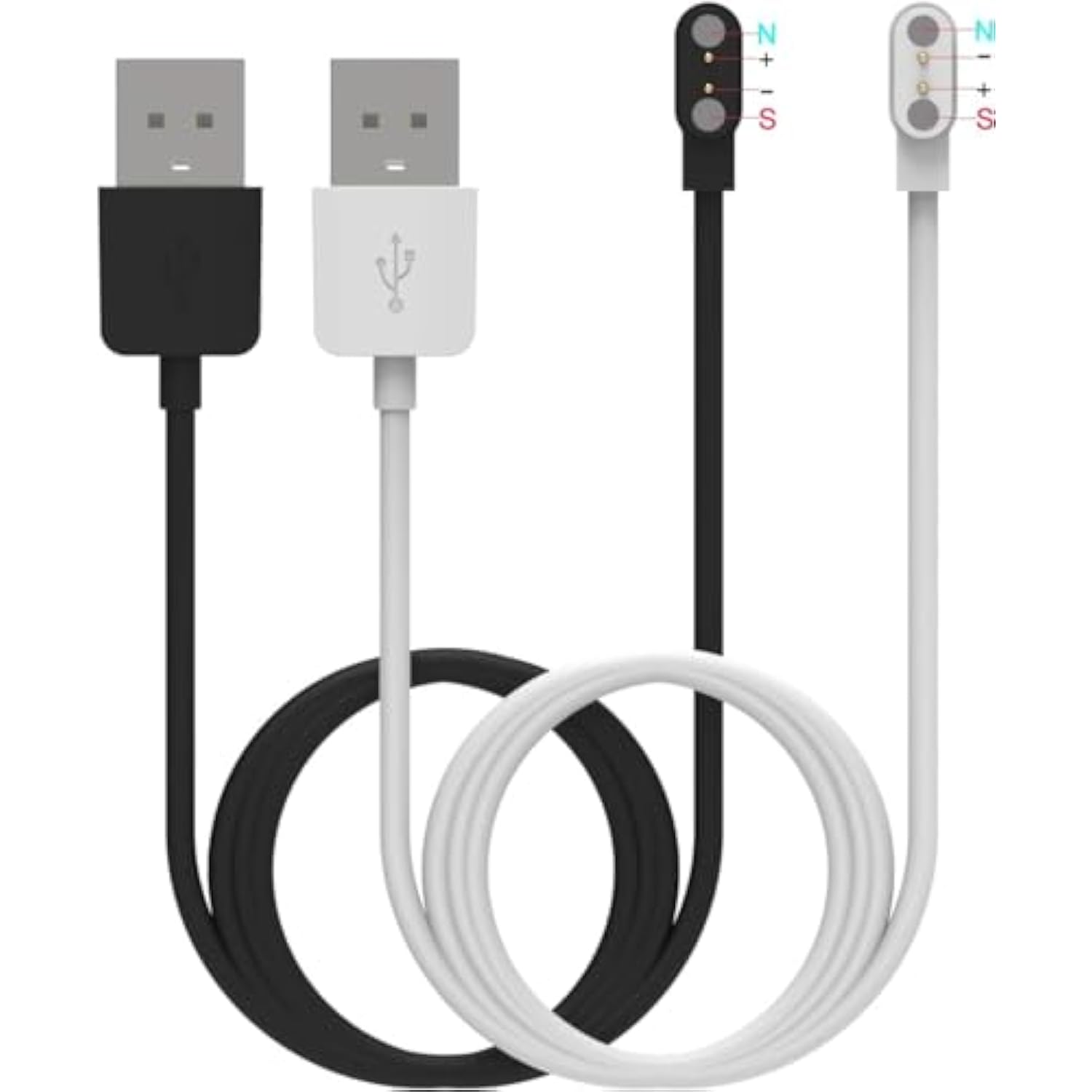2-Pack Charger Compatible With Veryfit/Da Fit Smart Watch Charger, Replacement Opposite Polarity Charging Cable For Smart Watch With Da Fit/Veryfit App, 2 Pin Spacing Compatible 2.54Mm (One Fit)