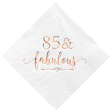 85 And Fabulous Cocktail Napkins Rose Gold For Women 85Th Birthday Decorations, 85Th Birthday Bevergae Dessert Table Supplies, 50Pcs, 3-Ply