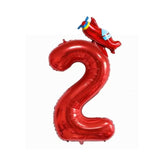 40" Red Number 2 Airplane Balloon Decor for Boys’ 2nd Birthday Party