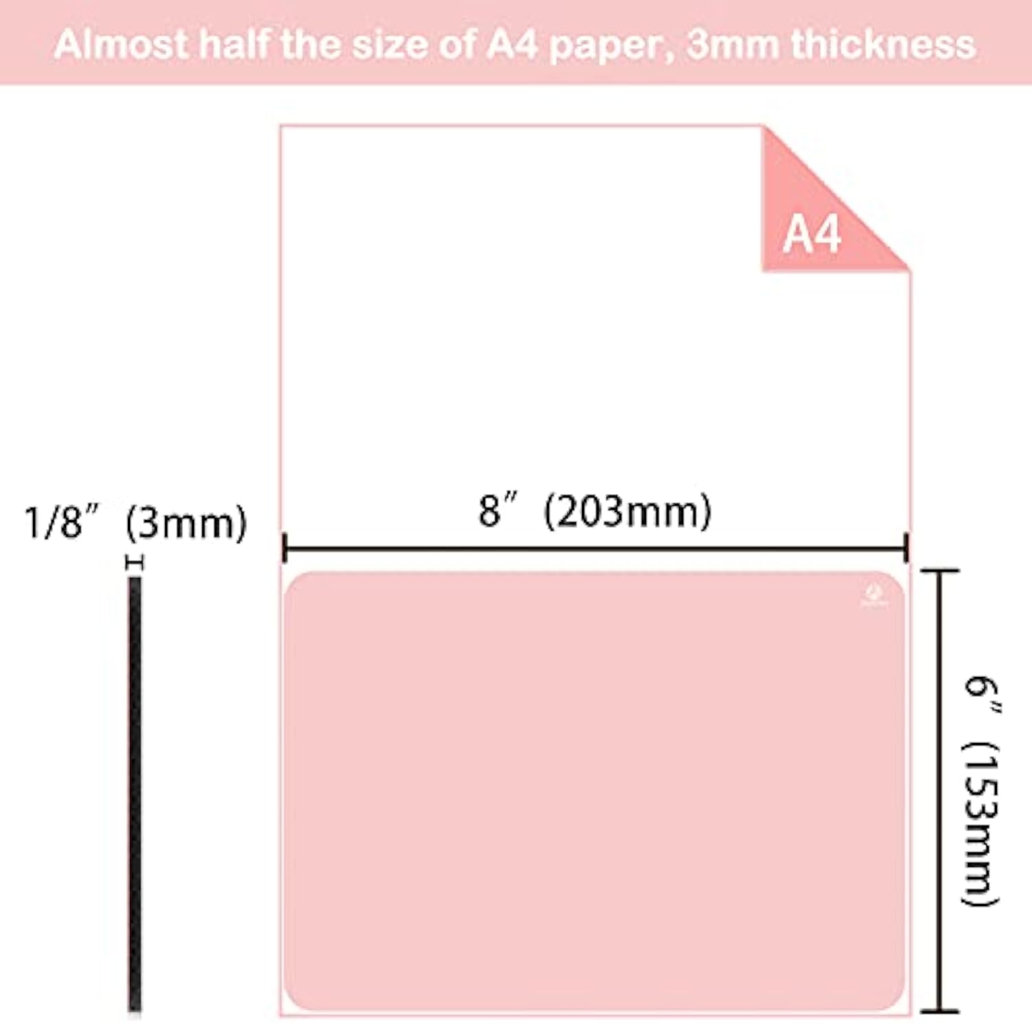 Small Mouse Pad 6 X 8 Inch, Mini Mouse Pad Thick For Laptop Wireless Mouse Home Office Travel, Portable & Washable (Pink)