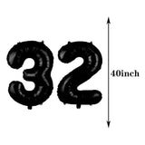 Sweet 32Th Birthday Decorations Party Supplies,Black Number 32 Balloons,32Th Foil Mylar Balloons Latex Balloon Decoration,Great 32Th Birthday For Girls,Women,Men,Photo Props
