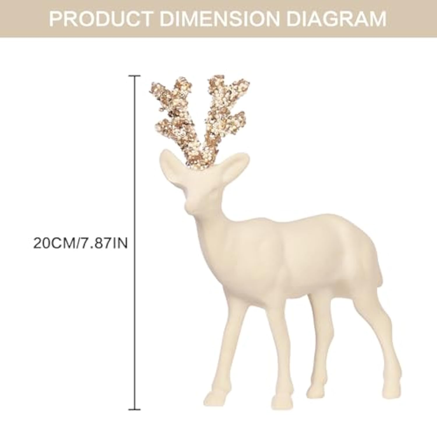 Velvet Reindeer Christmas Decorations, 2Pcs Beige Flocking Deer Figurine Statue Table Decorations, For Home Holiday Xmas Gift Party Decor.