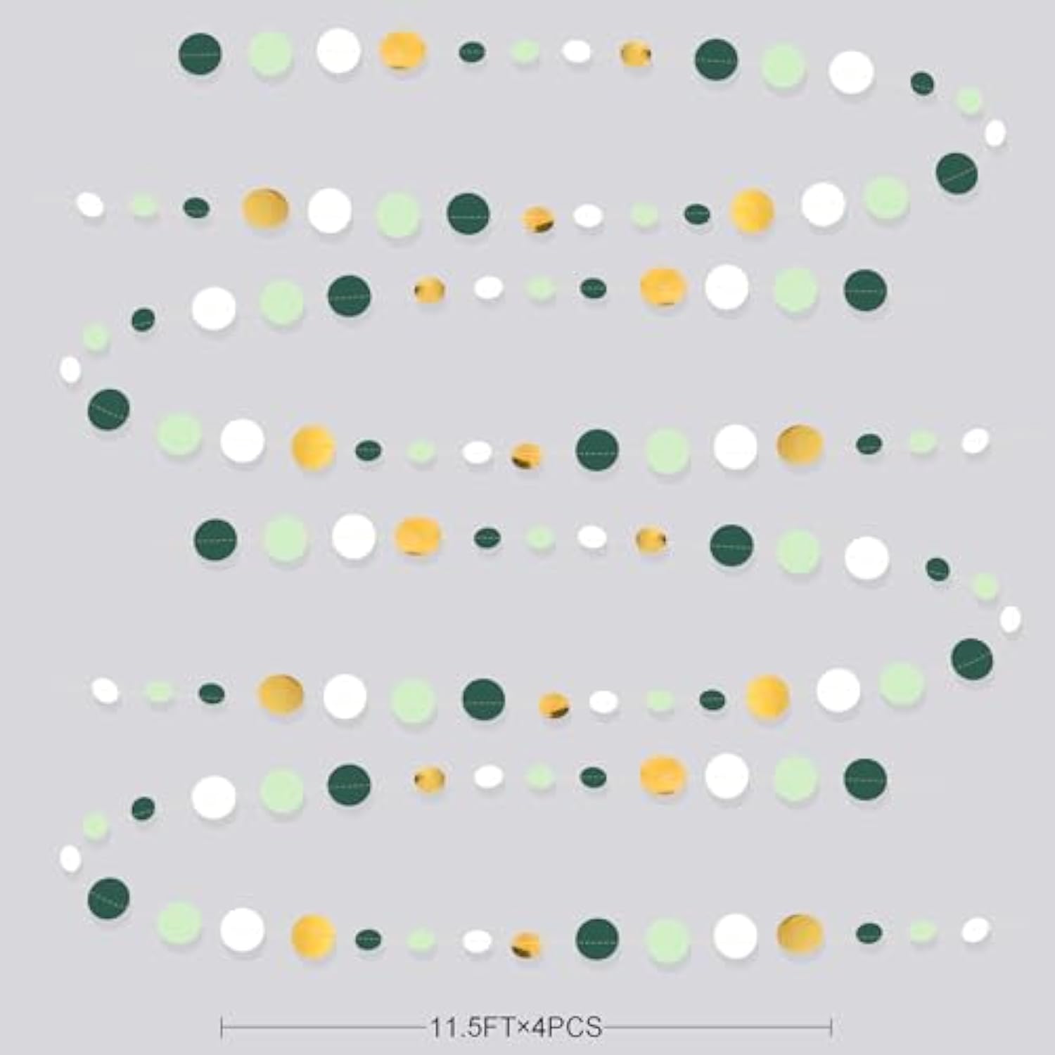 4 Sets 46Ft Sage Green Gold Polka Dot Garlands for Baby Shower & Parties