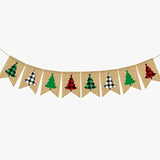 Plaid Christmas Tree Burlap Banner Red Black Buffalo Check Christmas Garland Banner Green Christmas Gingham Banner Holiday Party Banner For Mantle Fireplace Wall Door Xmas Party Supplies Decor