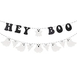 Hey Boo Glitter Ghost Banner Happy Halloween Party Supplies for Indoor Outdoor Decor