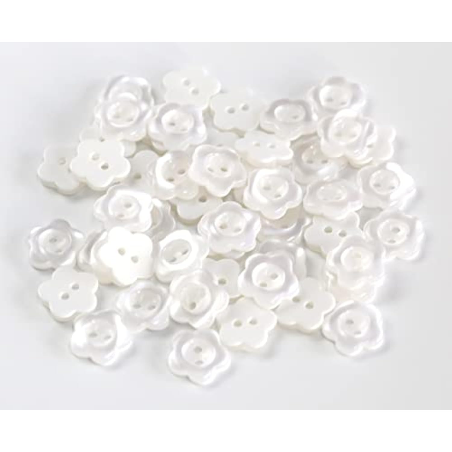 Flower Shape Buttons 11Mm(0.44 Inch)Translucent White Resin Button For