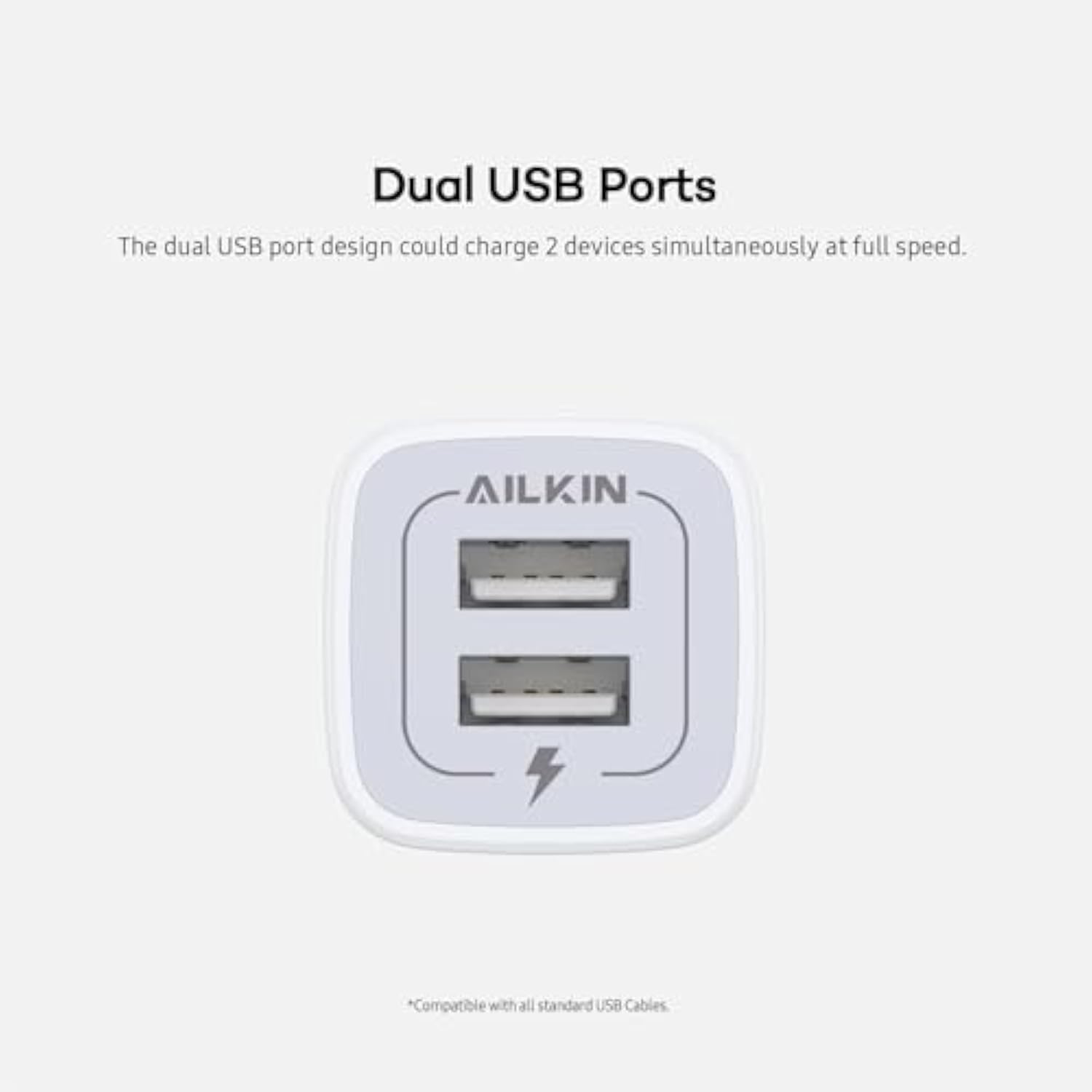 2-Pack USB Wall Charger, 2.1A Dual Port Quick Charger for iPhone & Samsung