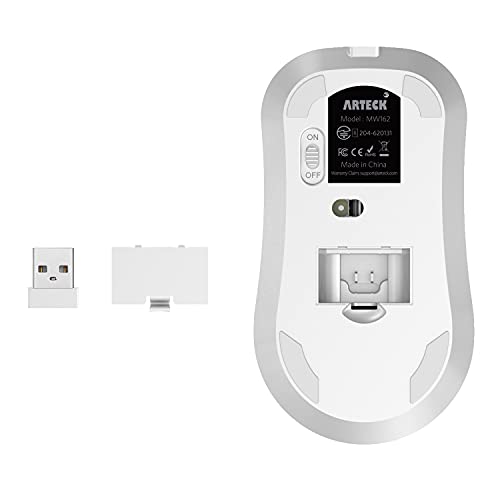 2.4G Wireless Mouse With Nano Usb Receiver Ergonomic Design Silent Clicking For Computer/Desktop/Pc/Laptop And Windows 10/8/7 Build In Rechargeable Battery - White