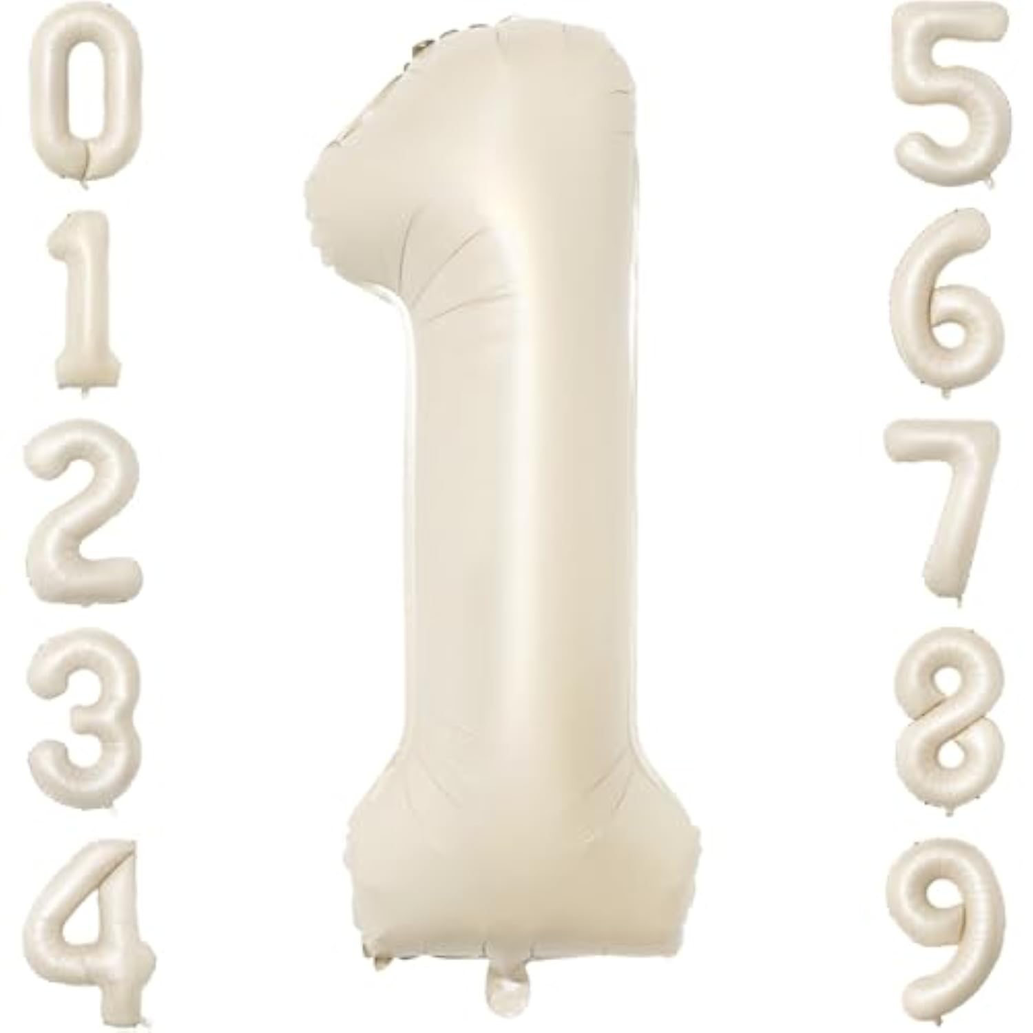40 Inch Beige Number Balloon 1, Large Cream Number Foil Mylar Balloons For Birthday Party Celebration Decorations Supplies, Digital Balloons For Wedding Anniversary Events Decorations