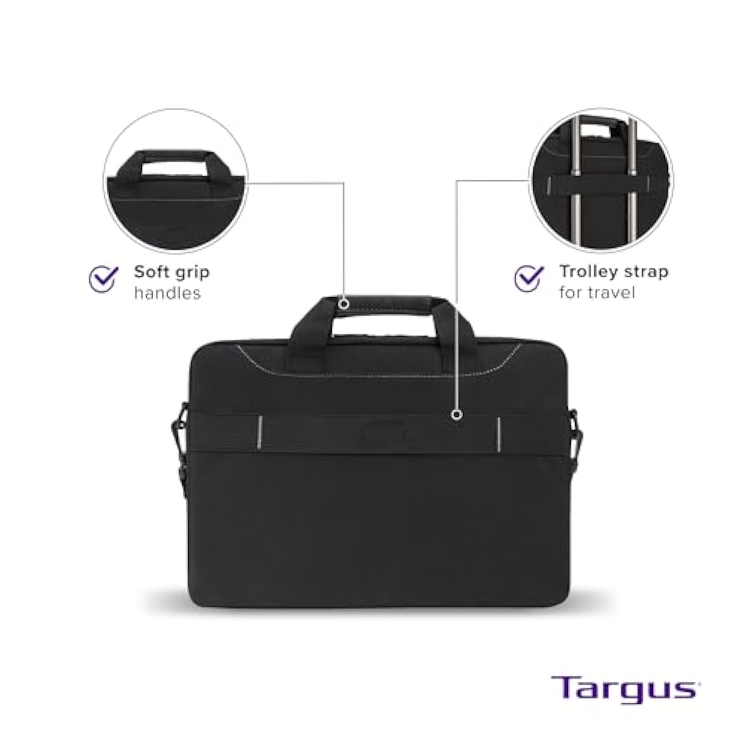 Targus Laptop Slim Briefcase for Laptops up to 15.6-inches Over-the-shoulder Case for Dell HP Lenovo Apple and Microsoft Laptops Black (TSS898)