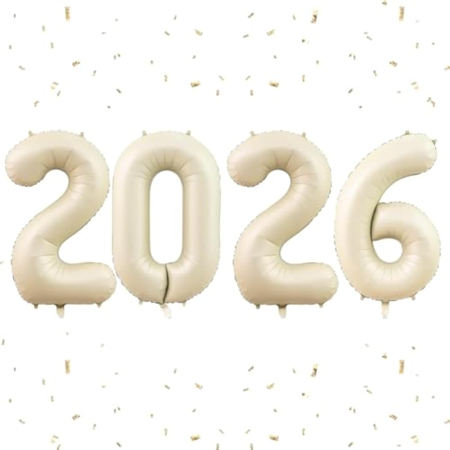 40 Inch Beige Foil Number 2026 Balloons for New Year and Graduation Decor