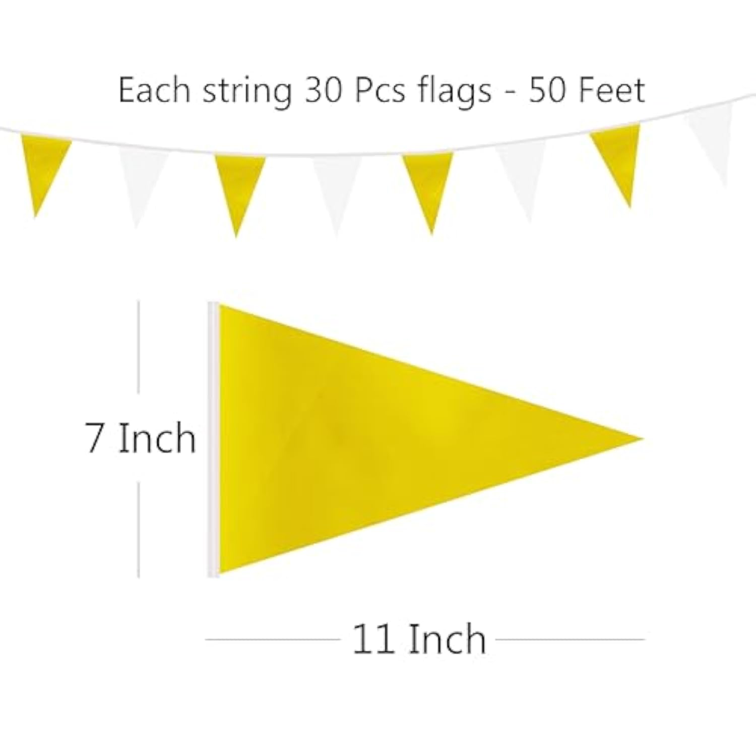 50 Feet White Yellow Pennant Banner Flags String, 30 Pcs Bunting Flag For Birthday, Party, Shops, Outdoor And Indoor Decorations, Festival Celebration, 1 Pack (1)