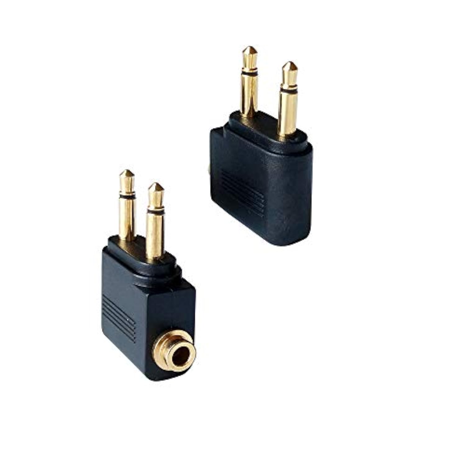 Dual 3.5Mm Male To 3.5Mm Female Airplane Headphone Adapter Gold Plated (2 Pack)