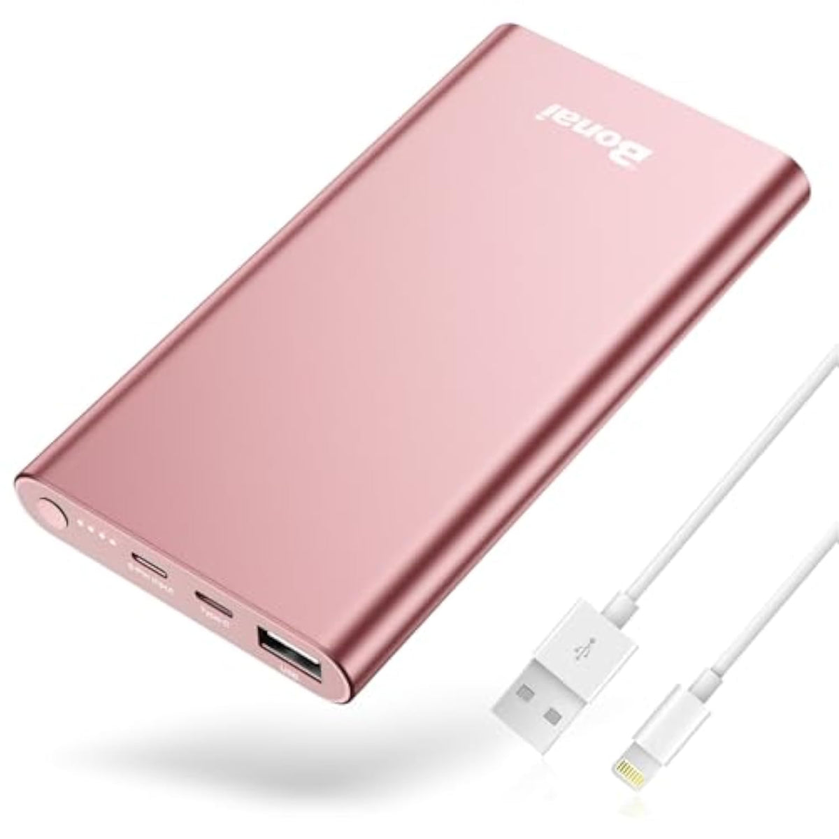 Portable Charger 12,000Mah 5V/3A Fast Charging Power Bank, Dural Input & Output Ports (Usb-C In & Out) Portable Phone Charger For Iphone 15/14/13/12 Series Galxy Android Ipad Etc- Pink