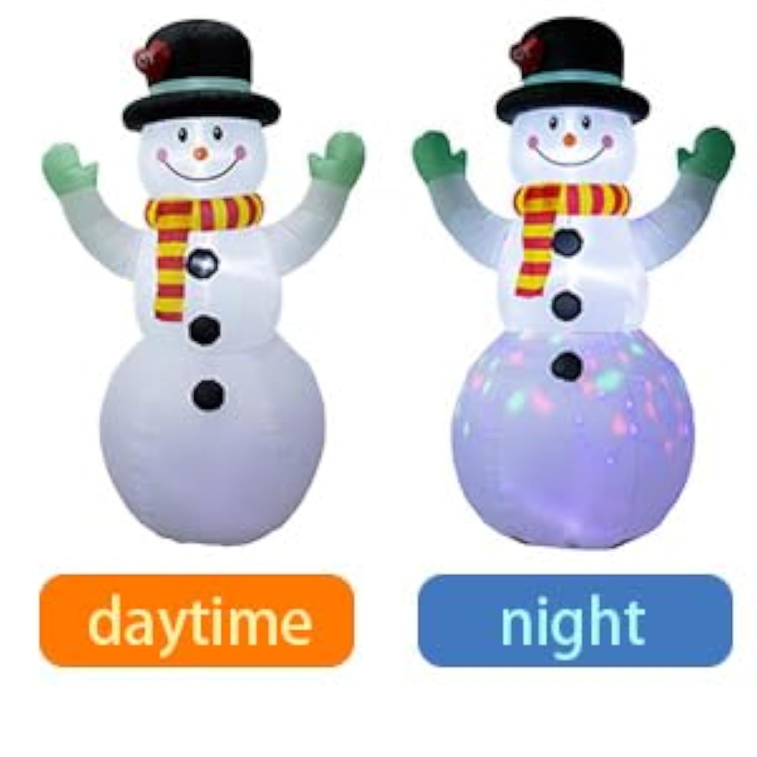 8Ft Inflatable Snowman Outdoor Christmas Decoration - Blow Up Snowman With Built-In Led Lights For Garden Lawn