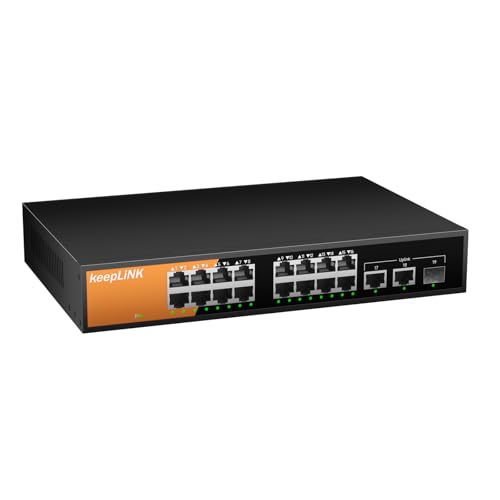 16 Port Gigabit Poe Switch Unmanaged, 16 Poe+ Ports @240W, 2 Gigabit Uplink Ports And 1 Sfp Slot, 802.3 At/Af Compliant, Fanless & Metal Housing, Desktop Or Rackmount