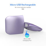 Foldable Bluetooth Travel Mouse,Wireless Portable 2.4G Arc Mice,Multi-Device (Bluetooth+2.4G),360° Rotating Rechargeable Flat Mice For Desktop Pc Laptops Tablets-Purple