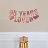 Pre-Strung 95Th Birthday Banner - Rose Gold Glitter, Happy 95Th Birthday Party Decorations For Women, Funny Ninety-Five Anniversary Decor Bday Sign Gifts