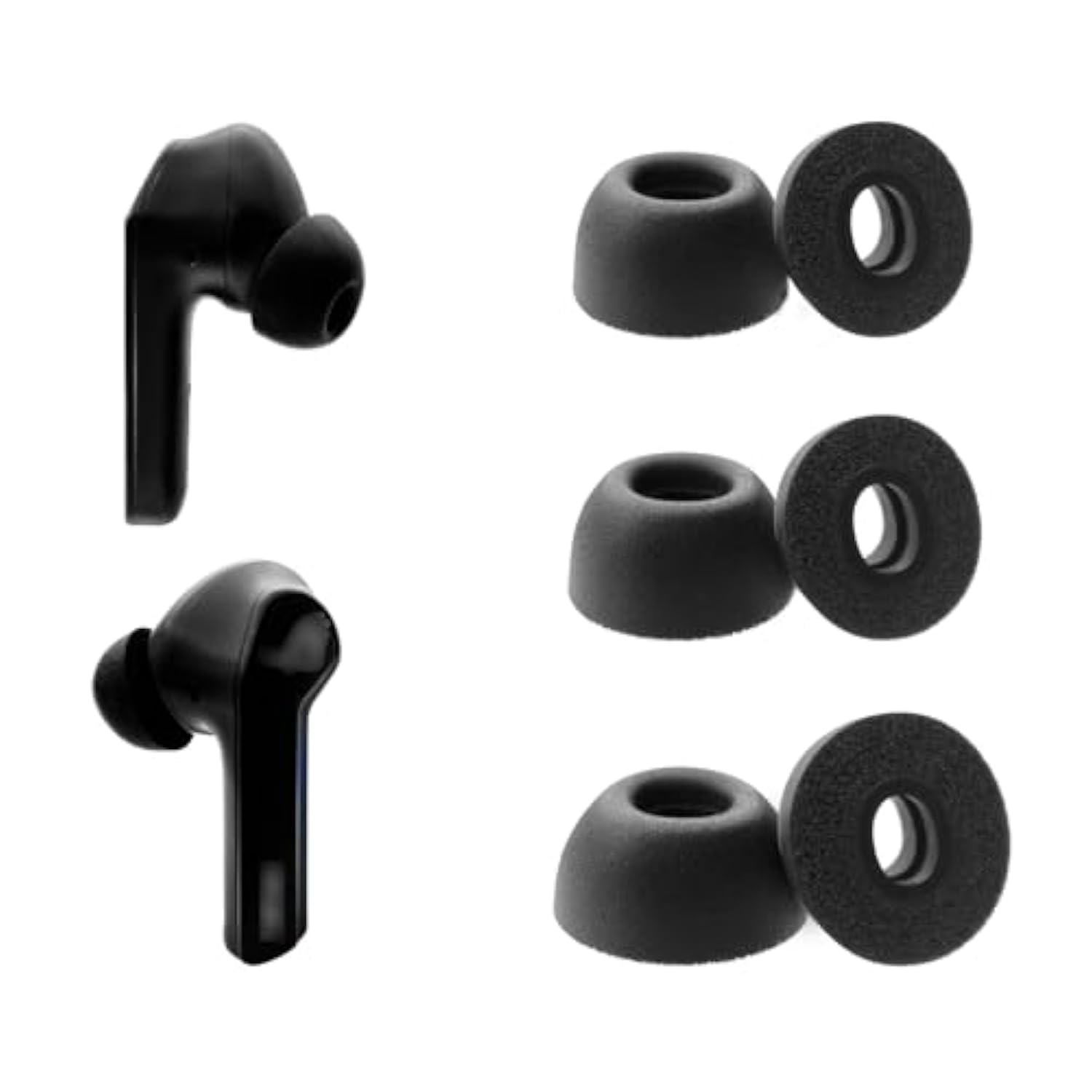 Replacement Memory Foam Ear Tips For Asus Rog Cetra True Wireless Earbuds, Comfort Fit (3 Pairs, S/M/L, Black)