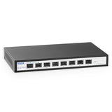 8 Port 10Gbps Sfp+ Managed Switch, Support 1G/2.5G/10G Sfp Module, 160Gbps Bandwidth, Desktop|Wallmount Metal Fanless, Managed Fiber Switch