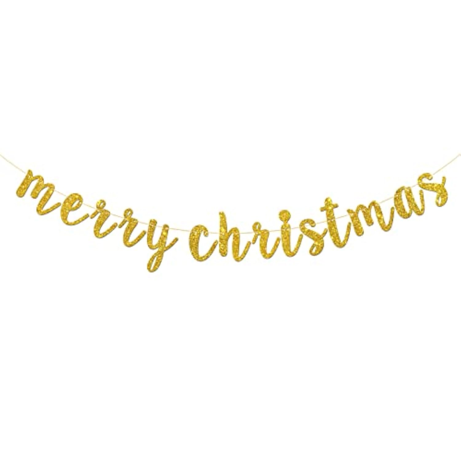 Gold Glitter Merry Christmas Banner, Winter Holiday Party Garland Bunting, Christmas Eve, Be Merry Party Decoration Supplies