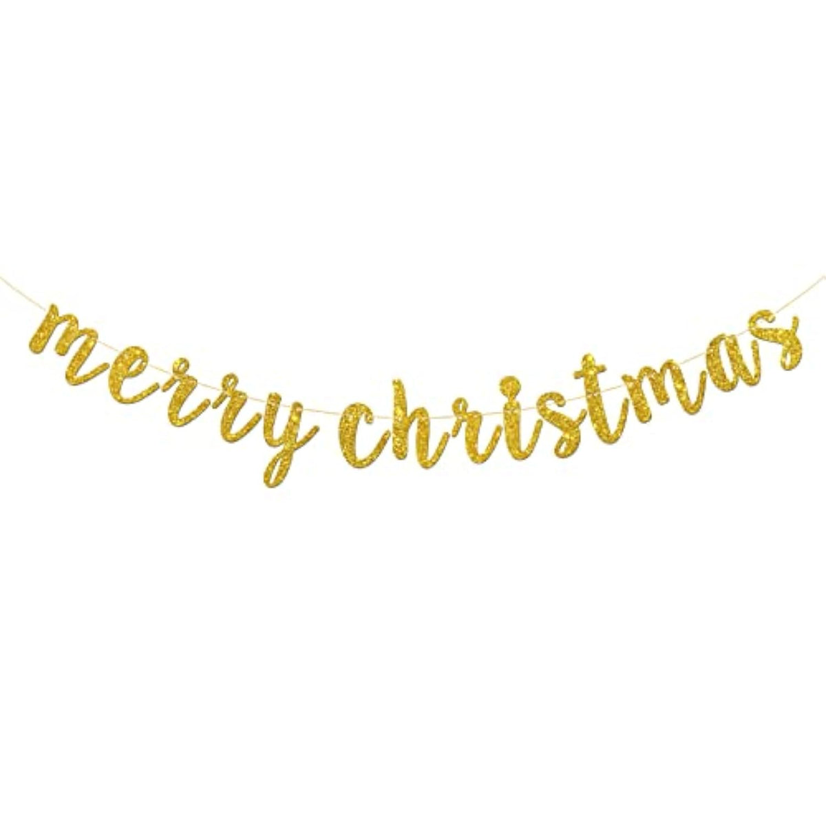 Gold Glitter Merry Christmas Banner, Winter Holiday Party Garland Bunting, Christmas Eve, Be Merry Party Decoration Supplies