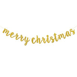 Gold Glitter Merry Christmas Banner, Winter Holiday Party Garland Bunting, Christmas Eve, Be Merry Party Decoration Supplies