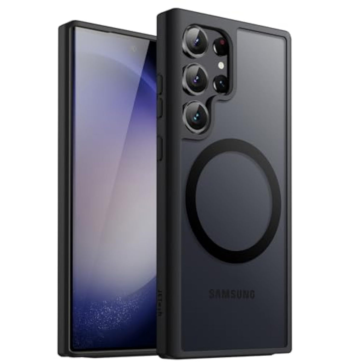 JETech Magnetic Case for Samsung Galaxy S23 Ultra 5G 6.8-Inch, Compatible with MagSafe, Translucent Matte Back Shockproof Phone Cover (Black)
