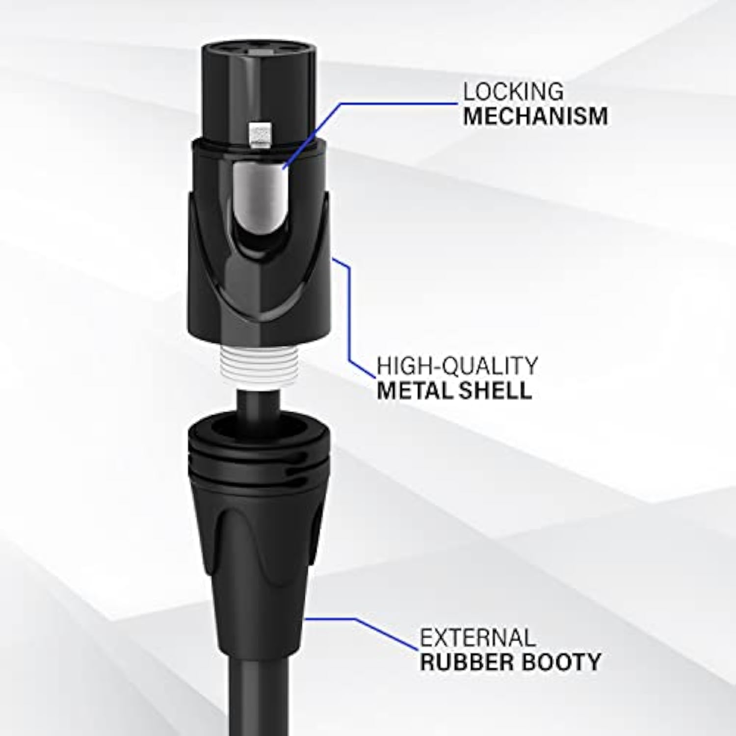 LyxPro 1.5 Feet Right Angle XLR Male to Female 3 Pin Mic Cord for Powered Speakers Audio Interface Professional Pro Audio Performance Camcorders DSLR Video Cameras and Recording Devices - Black