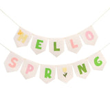 Felt Hello Spring Banner – Pastel Springtime Hanging Decoration, Farmhouse Spring Party Decor, Fabric Hellospring Bunting