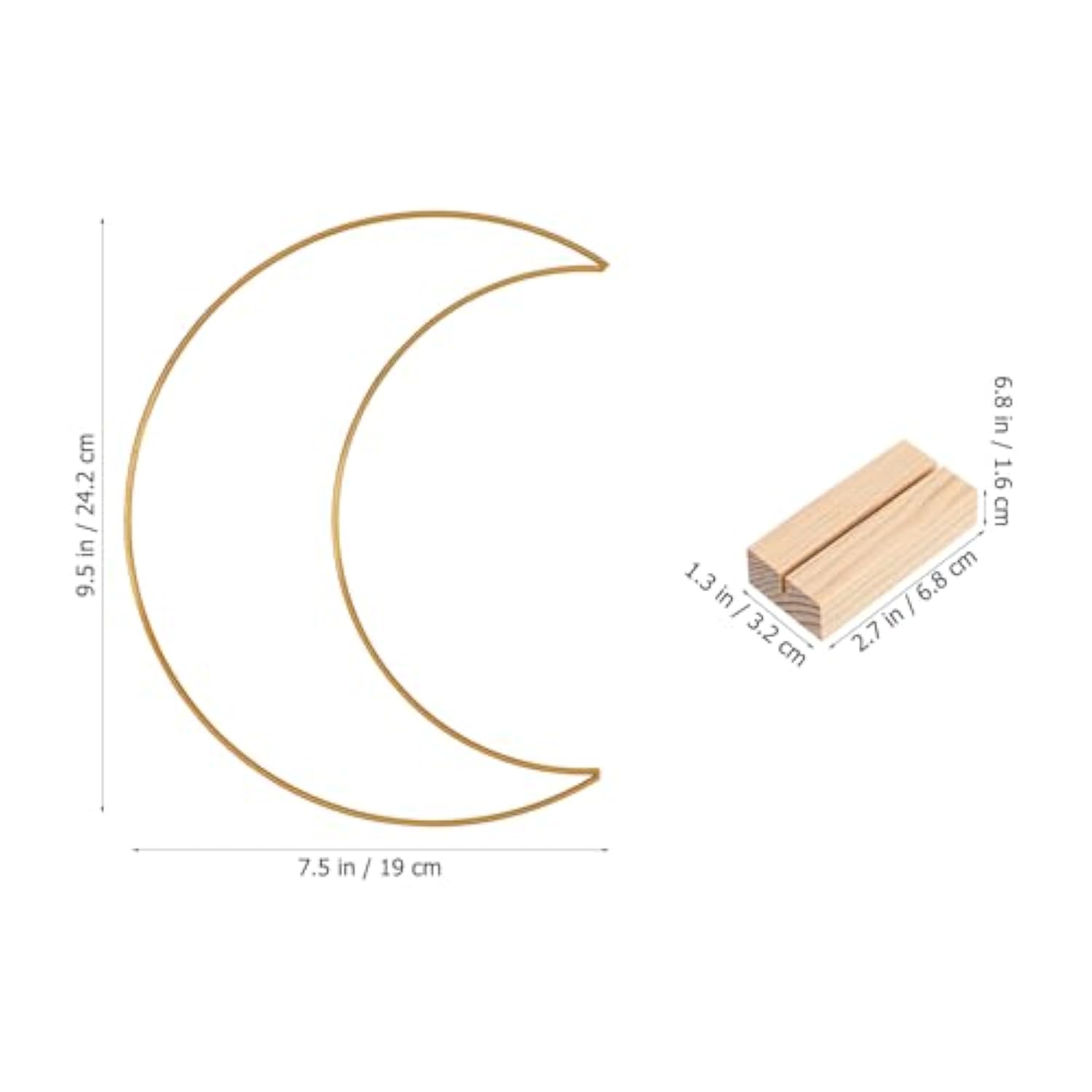 Metal Floral Hoops: 10 Sets Moon Shaped Metal Wreath Rings Stand With Wood Holders Centerpiece Table Decor For Diy Party Christmas Home Wedding Table Decor