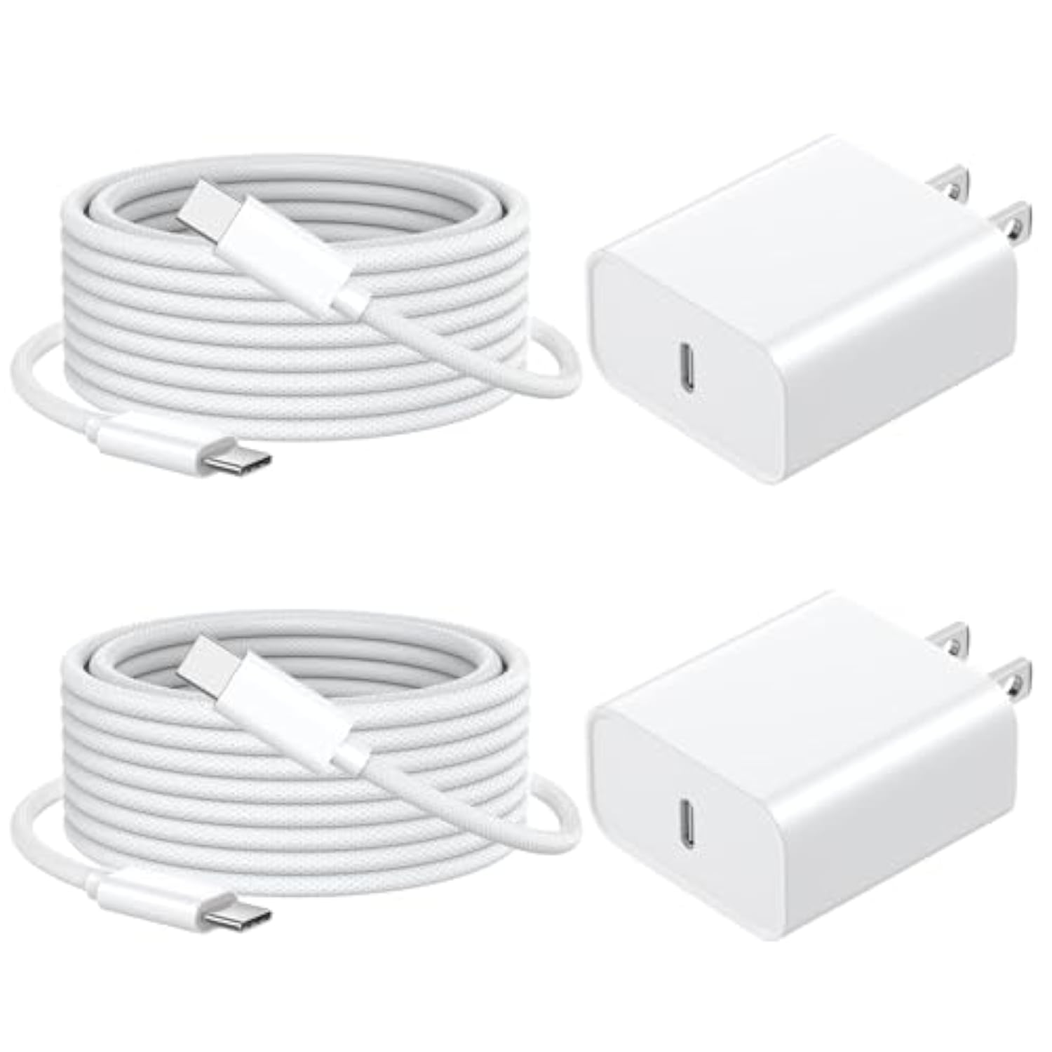 Iphone 17 16 15 Charger Fast Charging, 2 Pack 20W Usb C Fast Charger Block With 6Ft Woven Usb C To C Charging Cable Compatible For Iphone 17/17 Pro/17 Pro Max/Air/16/16 Pro Max/15/15 Pro Max