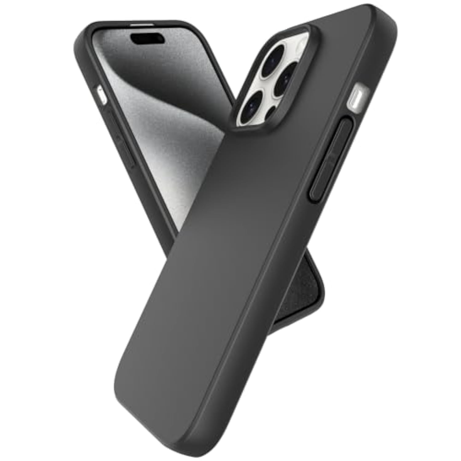 Slim Design Matte Soft TPU Protective Cover for iPhone 15 Pro Max, Black