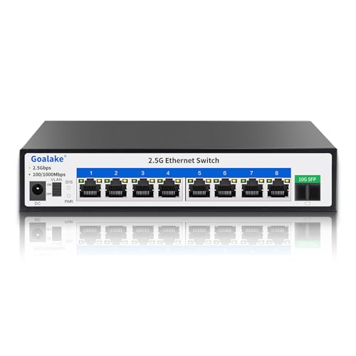 8 Ports Ethernet Switch, 8X2.5G Rj45 Ports And 1X10G Sfp Port, 60Gbps Switching Capacity, Ideal For 2.5Gb Nas, 4K Video, Gaming Pc, 2.5Gb Server, 2.5Gb Wifi Ap,2.5Gb Pcie Adapter 2.5Gb Gigabit