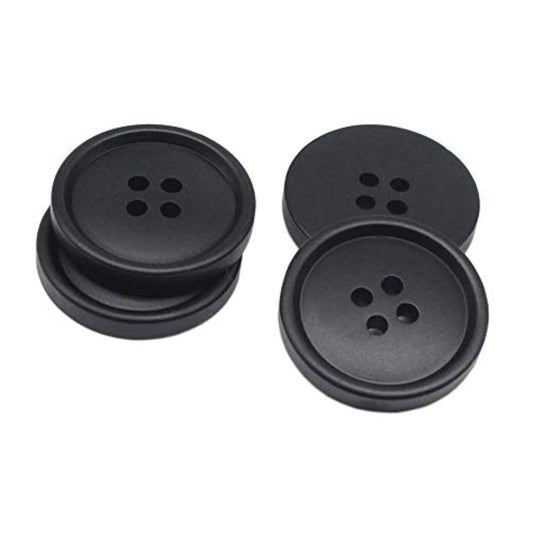 40Pcs 30Mm Black Buttons Large Resin Buttons For Diy Sewing Tailor Cra