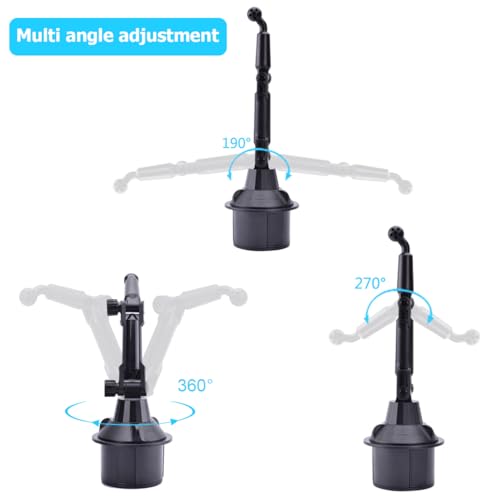 Car Cup Holder Phone Mount, Automotive 360° Rotatable Adjustable Gooseneck Height Cell Phone Cradle Mount with Extendable Cup Base Holder, Universal