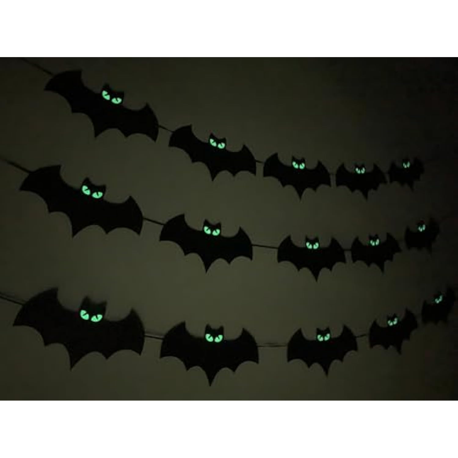 Halloween Decorations - Glow Eyes Bats Banner For Halloween Bats Decor (Pre-Strung)