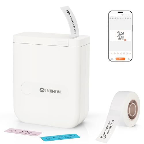 D110 Label Maker Machine With Tape, Bluetooth Mini Label Maker With Various Templates, Wireless Portable Small Label Printer For Home, Office, School, White