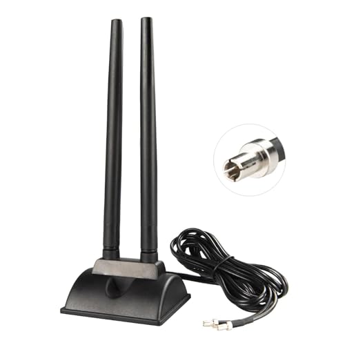 Dual Band Wifi Antenna 2.4Ghz 5Ghz 5.8Ghz Ts9 Wifi Antenna With Magnetic Base 5Dbi External Antennas For Wi-Fi Router/Hotspot/Industrial Iot/Car Wifi, 6.56Ft Low Loss Cable