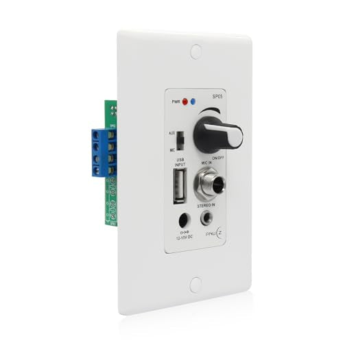 in Wall Audio Control Amplifier Receiver Compatible with Bluetooth 2 Channel Wall Plate with USB Microphone Aux (3.5mm) Input 120W for Sound Systems