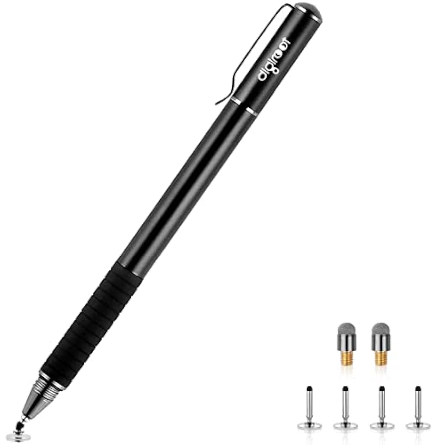 Universal Stylus,[2-In-1] Disc Stylus Pens For All Touch Screens Cell Phones, Ipad, Tablets, Laptops With 6 Replacement Tips(4 Discs, 2 Fiber Tips Included) - (Black)