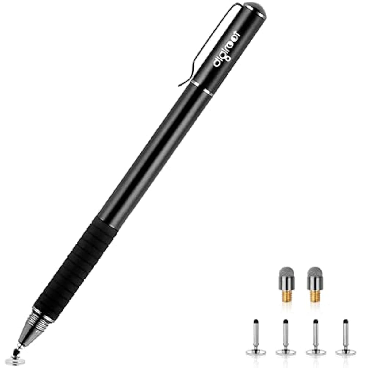 Universal Stylus,[2-In-1] Disc Stylus Pens For All Touch Screens Cell Phones, Ipad, Tablets, Laptops With 6 Replacement Tips(4 Discs, 2 Fiber Tips Included) - (Black)
