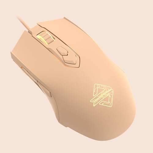 Aj52 Rgb Wired Gaming Mouse, 7 Programmable Buttons, Computer Mice With Rgb Lighting, 200-4800 Dpi Adjustable, For Windows/Mac Os/Linux (Milktea)