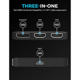 SABRENT USB Type-C to x2 HDMI and x1 DisplayPort Adapter (DA-H2D1)